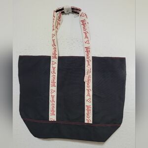 NWT VICTORIA'S SECRET BLACK CANVAS ZIPPER TOTE BAG